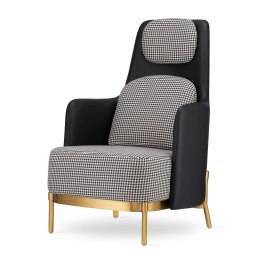 Fotel Empoli High styl nowoczesny pepitka glamour złoty do gabinetu Złota