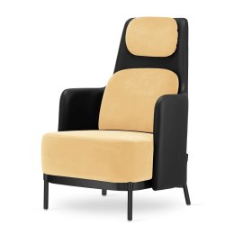 Fotel Empoli High styl nowoczesny pepitka skórzany glamour złoty do gabinetu Beżowy (SWAN-01) / Czarna ekoskóra Czarna