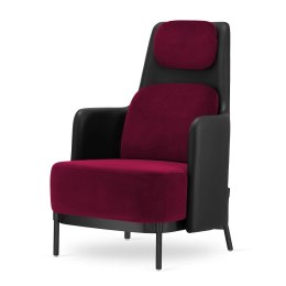 Fotel Empoli High styl nowoczesny pepitka skórzany glamour złoty do gabinetu Bordowy (SWAN-14) / Czarna ekoskóra Czarna