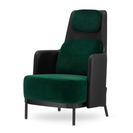 Fotel Empoli High styl nowoczesny pepitka skórzany glamour złoty do gabinetu Butelkowy (SWAN-16) / Czarna ekoskóra Czarna