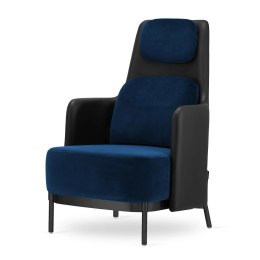 Fotel Empoli High styl nowoczesny pepitka skórzany glamour złoty do gabinetu Ciemnogranatowy (SWAN-18) / Czarna ekoskóra Czarna