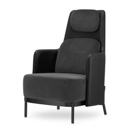 Fotel Empoli High styl nowoczesny pepitka skórzany glamour złoty do gabinetu Ciemnoszary (SWAN-13) / Czarna ekoskóra Czarna