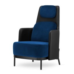 Fotel Empoli High styl nowoczesny pepitka skórzany glamour złoty do gabinetu Granatowy (SWAN-08) / Czarna ekoskóra Czarna