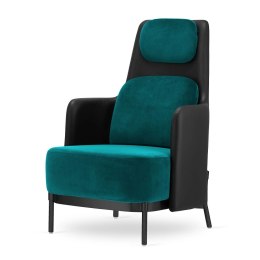 Fotel Empoli High styl nowoczesny pepitka skórzany glamour złoty do gabinetu Morski (SWAN-17) / Czarna ekoskóra Czarna