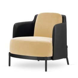 Fotel Empoli styl glamour złoty pepitka skórzany nowoczesny Beżowy (SWAN-01) / Czarna ekoskóra Czarna