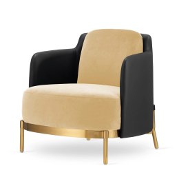Fotel Empoli styl glamour złoty pepitka skórzany nowoczesny Beżowy (SWAN-01) / Czarna ekoskóra Złota