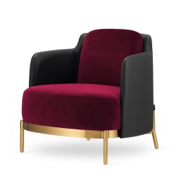 Fotel Empoli styl glamour złoty pepitka skórzany nowoczesny Bordowy (SWAN-14) / Czarna ekoskóra Złota