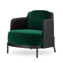 Fotel Empoli styl glamour złoty pepitka skórzany nowoczesny Butelkowy (SWAN-16) / Czarna ekoskóra Czarna
