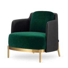 Fotel Empoli styl glamour złoty pepitka skórzany nowoczesny Butelkowy (SWAN-16) / Czarna ekoskóra Złota