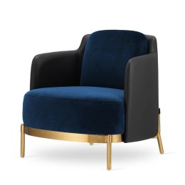 Fotel Empoli styl glamour złoty pepitka skórzany nowoczesny Ciemnogranatowy (SWAN-18) / Czarna ekoskóra Złota