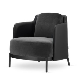 Fotel Empoli styl glamour złoty pepitka skórzany nowoczesny Ciemnoszary (SWAN-13) / Czarna ekoskóra Czarna