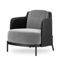 Fotel Empoli styl glamour złoty pepitka skórzany nowoczesny Jasnoszary (SWAN-12) / Czarna ekoskóra Czarna