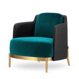 Fotel Empoli styl glamour złoty pepitka skórzany nowoczesny Morski (SWAN-17) / Czarna ekoskóra Złota