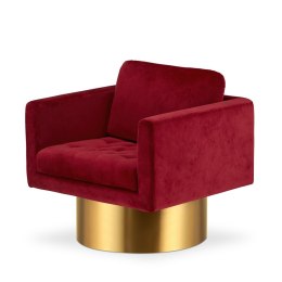 Fotel Glam velvet styl glamour nowoczesny do salonu złote dodatki pikowany Jasnoszary (SWAN-12)