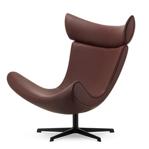 Fotel Larvik skórzany styl industrialny do salonu obrotowy Brązowy (PC019-8140) Skóra naturalna Czarna