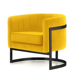 Fotel Madame styl glamour złoty welurowy okrągły Żółty (SWAN-03) Czarna