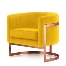 Fotel Madame styl glamour złoty welurowy okrągły Żółty (SWAN-03) Różowe złoto