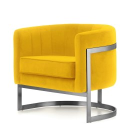 Fotel Madame styl glamour złoty welurowy okrągły Żółty (SWAN-03) Srebrna