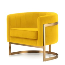 Fotel Madame styl glamour złoty welurowy okrągły Żółty (SWAN-03) Złota