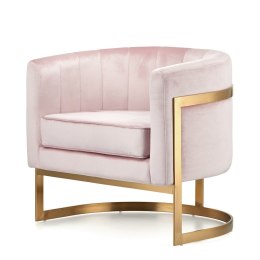 Fotel Madame welurowy błyszczący styl glamour złoty okrągły Błyszczący pudrowy róż (5051-10) Złota