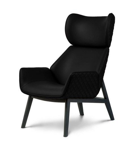 Fotel Serio skórzany nowoczesny do salonu wypoczynkowy Czarny Skóra naturalna