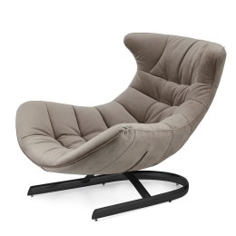 Fotel Storto nowoczesny velvet wypoczynkowy do salonu zakrzywiony Ciemny beż (SWAN-02) Czarna
