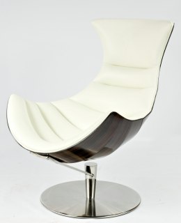 Fotel Vasto Lounge Chair skóra naturalna obrotowy do salonu Ebony Biały