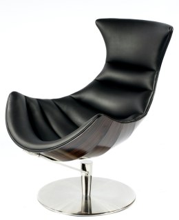 Fotel Vasto Lounge Chair skóra naturalna obrotowy do salonu Ebony Czarny