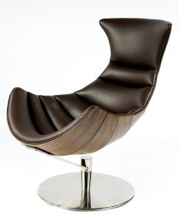 Fotel Vasto Lounge Chair skóra naturalna obrotowy do salonu Jasny orzech Brązowy