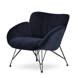 Fotel Wait Velvet tapicerowany styl nowoczesny do salonu Granatowy (5187-58)