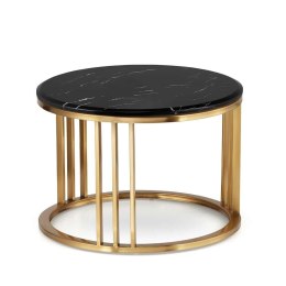 Goldwell mały okrągły stolik kawowy marmur styl glamour Czarno/biały Złoty 45cm
