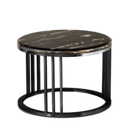 Goldwell mały okrągły stolik kawowy marmur styl glamour Czarny Czarny 45cm