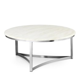 Marron duży okrągły stolik kawowy marmur stylu glamour Biały Chrom