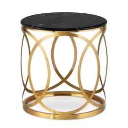 Okrągły stolik kawowy złoty glamour marmur Rotondo Czarno/biały