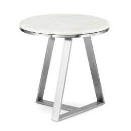 Vinclar mały okrągły stolik kawowy marmur styl glamour Biały Chrom