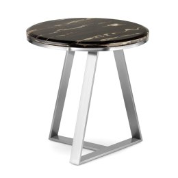 Vinclar mały okrągły stolik kawowy marmur styl glamour Czarny Chrom