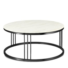 Vivien duży okrągły stolik kawowy marmur styl glamour Biały Czarny