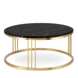Vivien duży okrągły stolik kawowy marmur styl glamour Czarno/biały Złoty