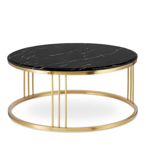 Vivien duży okrągły stolik kawowy marmur styl glamour Czarno/biały Złoty