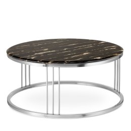 Vivien duży okrągły stolik kawowy marmur styl glamour Czarny Chrom