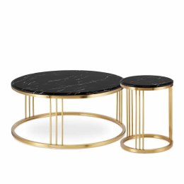 Vivien zestaw okrągłych stolików kawowych marmur styl glamour Czarno/biały Złoty
