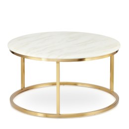 Argan mały okrągły stolik kawowy marmur styl glamour Biały Złoty