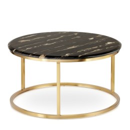 Argan mały okrągły stolik kawowy marmur styl glamour Czarny Złoty