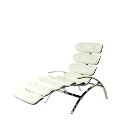 Fotel Belluno leżanka skóra naturalna nowoczesny do salonu Biały