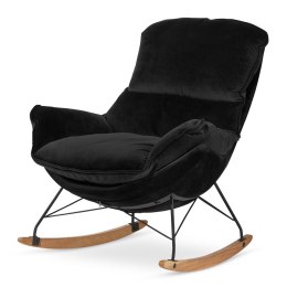 Fotel Berco velvet bujany na płozach nowoczesny wypoczynkowy Czarny (5187-59)