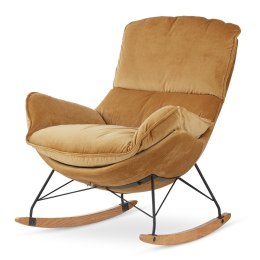 Fotel Berco velvet bujany na płozach nowoczesny wypoczynkowy Miodowy (5187-24)