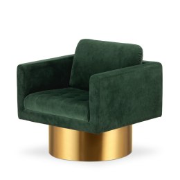 Fotel Glam velvet styl glamour nowoczesny do salonu złote dodatki pikowany Butelkowy (5187-51)