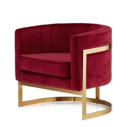 Fotel Madame styl glamour złoty welurowy okrągły Czerwony (5187-37) Złota