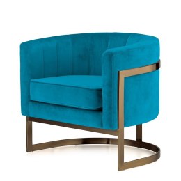 Fotel Madame styl glamour złoty welurowy okrągły Niebieski (5187-11) Mosiądz
