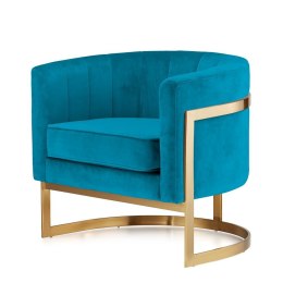Fotel Madame styl glamour złoty welurowy okrągły Niebieski (5187-11) Złota